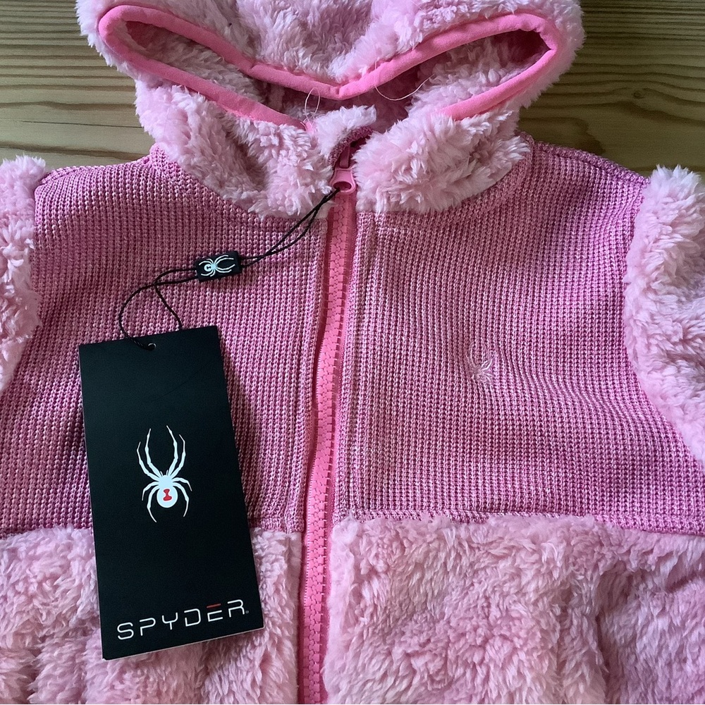 Baby girls Spyder pink full zip hooded fleece jacket size 18 months ( NWT) - Picture 2 of 4